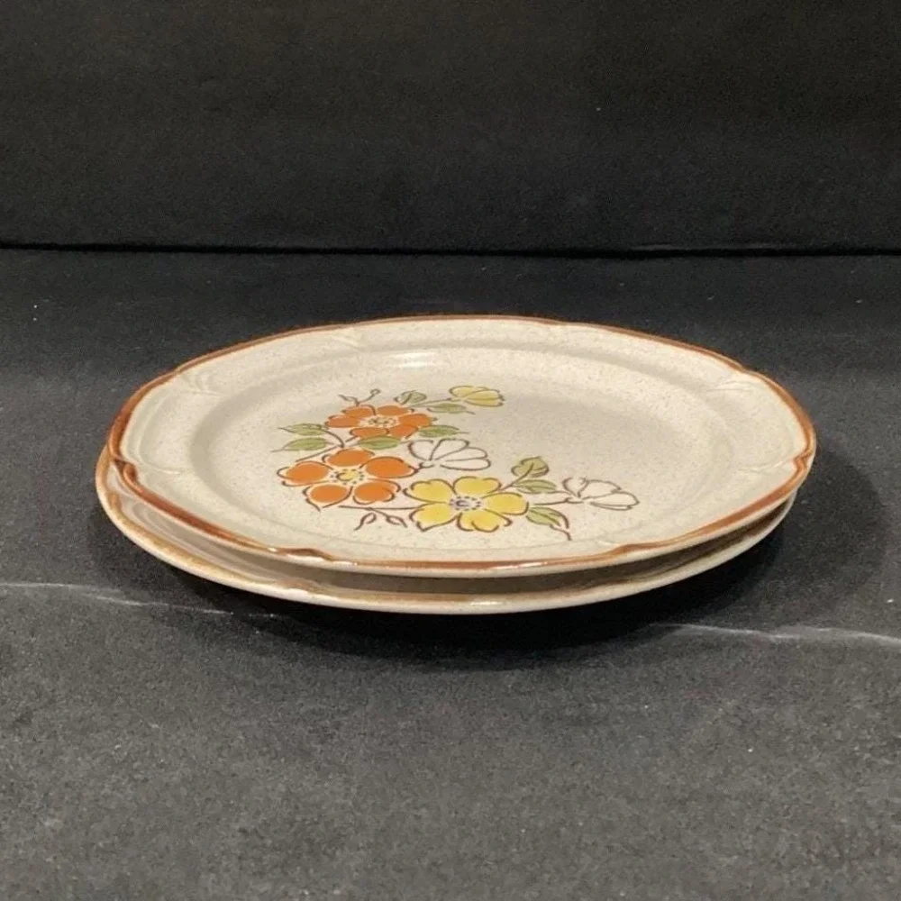 Hearthside Spring Garden Baroque Salad Plates, Set of 2 Vintage Floral Stoneware